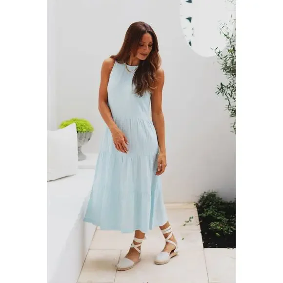 knee length dresses for ladies Etta Satin Modest Midi in Champagne